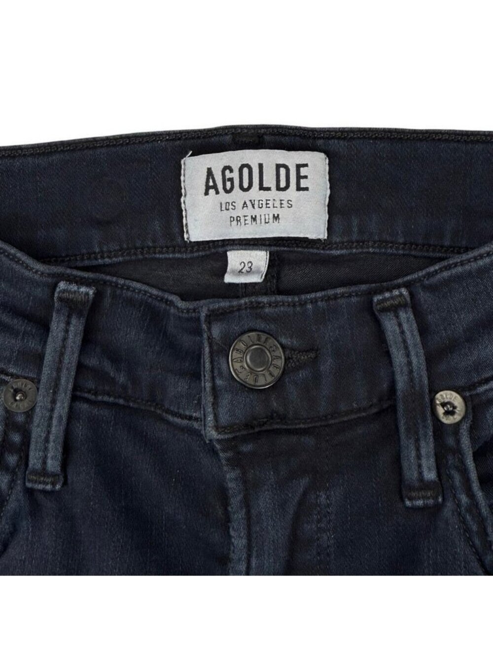 Agolde Sophie Distressed Skinny Jeans Ruthless Washed Black - Picture 3 of 7